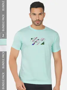 CHOZI Pack Of 2 Typography Printed Cotton T-shirts