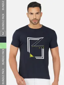 CHOZI Pack of 2 Graphic Printed Cotton T-shirt