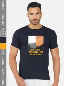 CHOZI Pack of 2 Graphic Printed Cotton T-shirt