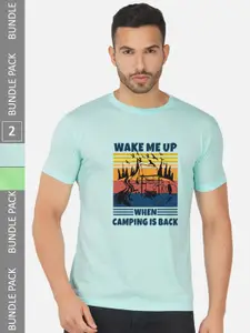 CHOZI Pack Of 2 Graphic Printed Cotton T-shirts