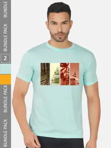 CHOZI Pack Of 2 Graphic Printed Cotton T-shirts