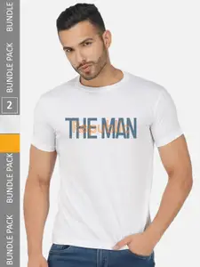 CHOZI Pack of 2 Typography Printed Cotton T-shirt