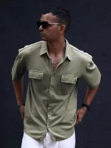 Powerlook India Slim Spread Collar Drop-Shoulder Cotton Casual Shirt