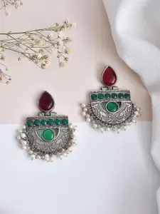 DASTOOR Silver-Plated Beaded Contemporary Stud Earrings