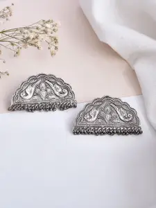 DASTOOR Silver-Plated Oxodise Contemporary Jhumkas