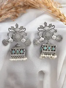 DASTOOR Oxidise Silver Plated Jhumkas