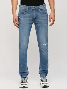 Pepe Jeans Men Blue Slim Fit Low-Rise Highly Distressed Stretchable Jeans