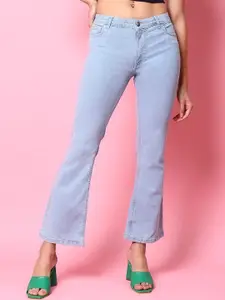 Freehand Women Blue Bootcut Stretchable Clean Look Cropped Jeans