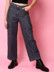 Freehand Women Grey Flared Clean Look Cargo Jeans