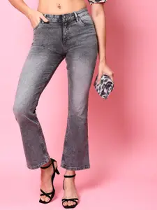 Freehand Women Grey Bootcut Clean Look Heavy Fade Stretchable Jeans