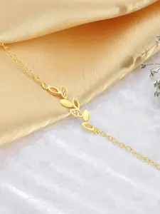 Zavya Women 925 Sterling Silver Cubic Zirconia Gold-Plated Link Bracelet