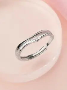 Zavya Women Rhodium-Plated CZ 925 Pure Sterling Silver Finger Ring
