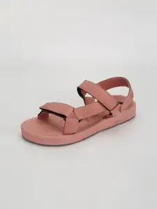 yoho Textured Flatform Sandals with Velcro