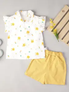 Bold N Elegant Girls Conversational Printed Pure Cotton Shirt with Shorts