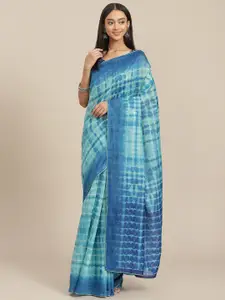 Mitera Teal Tie and Dye Sequinned Pure Georgette Saree