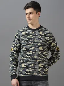 Urbano Fashion Cotton Camouflage Printed Round Neck Sweatshirt