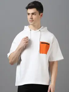Urbano Fashion Men Solid Pockets Oversized Hooded Sweatshirt
