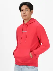Urbano Fashion Men Solid Cotton Hooded Sweatshirt With Minimal Typography Print