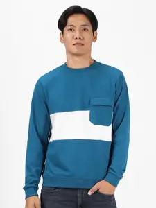 Urbano Fashion Men Colourblocked Pockets Sweatshirt