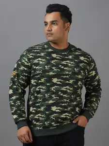 Urbano Plus Size Cotton Camouflage Printed Round Neck Sweatshirt
