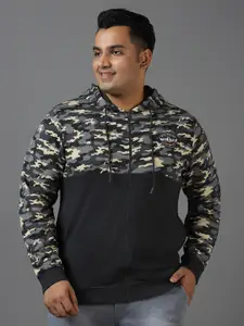 Urbano Plus Plus Size Cotton Camouflage Printed Hooded Neck Sweatshirt