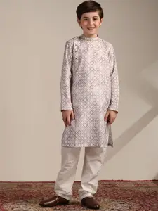 Manyavar Boys Geometric Printed Regular Kurta With Pyjamas
