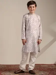 Manyavar Boys Geometric Printed Regular Kurta with Pyjamas