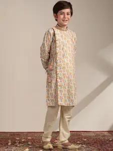 Manyavar Boys Paisley Printed Regular Kurta With Pyjamas