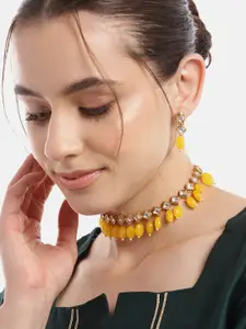 Anouk Women Gold-Plated Kundan Studded Choker Necklace with Earrings