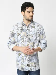 VALEN CLUB Abstract Printed Slim Fit Cotton Casual Shirt