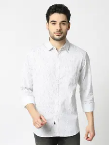 VALEN CLUB Micro Ditsy Printed Slim Fit Opaque Cotton Casual Shirt