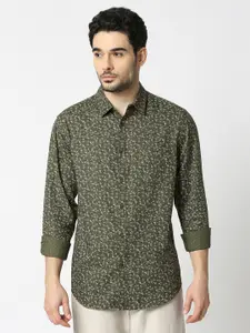 VALEN CLUB Slim Fit Floral Printed Spread Collar Cotton Casual Shirt