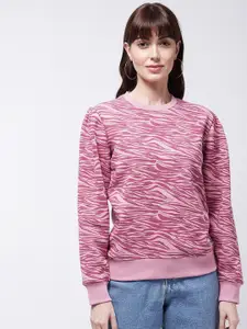 Modeve Animal Printed Round Neck Long Sleeves Pullover