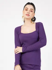 SASSAFRAS Square Neck Ribbed Top