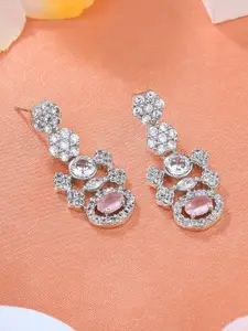 Estele Rhodium-Plated Geometric Shaped Drop Earrings