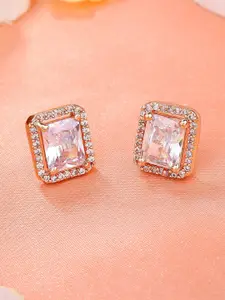 Estele Rose Gold-Plated Square Stud Earrings