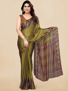 KALINI Printed Poly Chiffon Ikat Saree