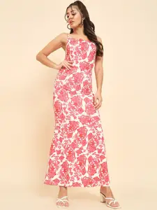 MAZIE Floral Printed Shoulder Straps Maxi Dress