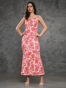 MAZIE Floral Printed Shoulder Straps Bodycon Maxi Dress
