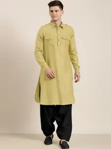 TheEthnic.Co Shirt Collar Long Sleeves Pathani Kurta