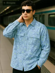 Maniac Men Blue Classic Floral Opaque Printed Casual Shirt