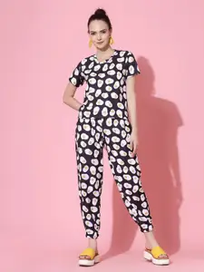 Oomph! Printed Round Neck T-shirt And Joggers Co-Ords