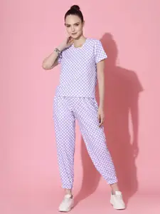Oomph! Printed Round Neck T-shirt And Joggers Co-Ords