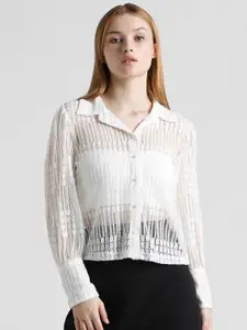 ONLY Onlunity LS Sheer Self Design Casual Shirt