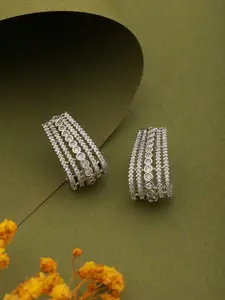 Saraf RS Jewellery Silver-Plated Contemporary Studs Earrings