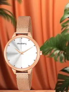 DressBerry Women Rose Gold Toned Water Resistance Analogue Watch HOBDB-169-RG