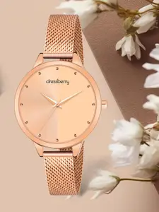 DressBerry Women Rose Gold-Toned Water Resistance Analogue Watch HOBDB-170-RG