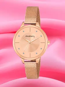DressBerry Women Rose Gold Embellished Dial & Analogue Watch HOBDB-171-RG