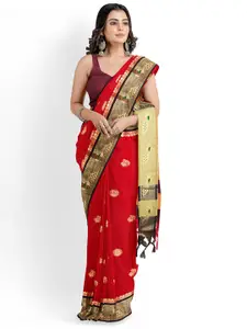 KALINI Ethnic Motif Woven Design Zari Silk Cotton Paithani Saree