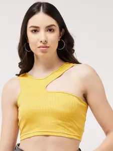 Zima Leto Cut-Out Detail Ribbed Fitted Crop Top